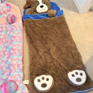 Hugfun Brown Bear Sleeping Bag with Blue Accents